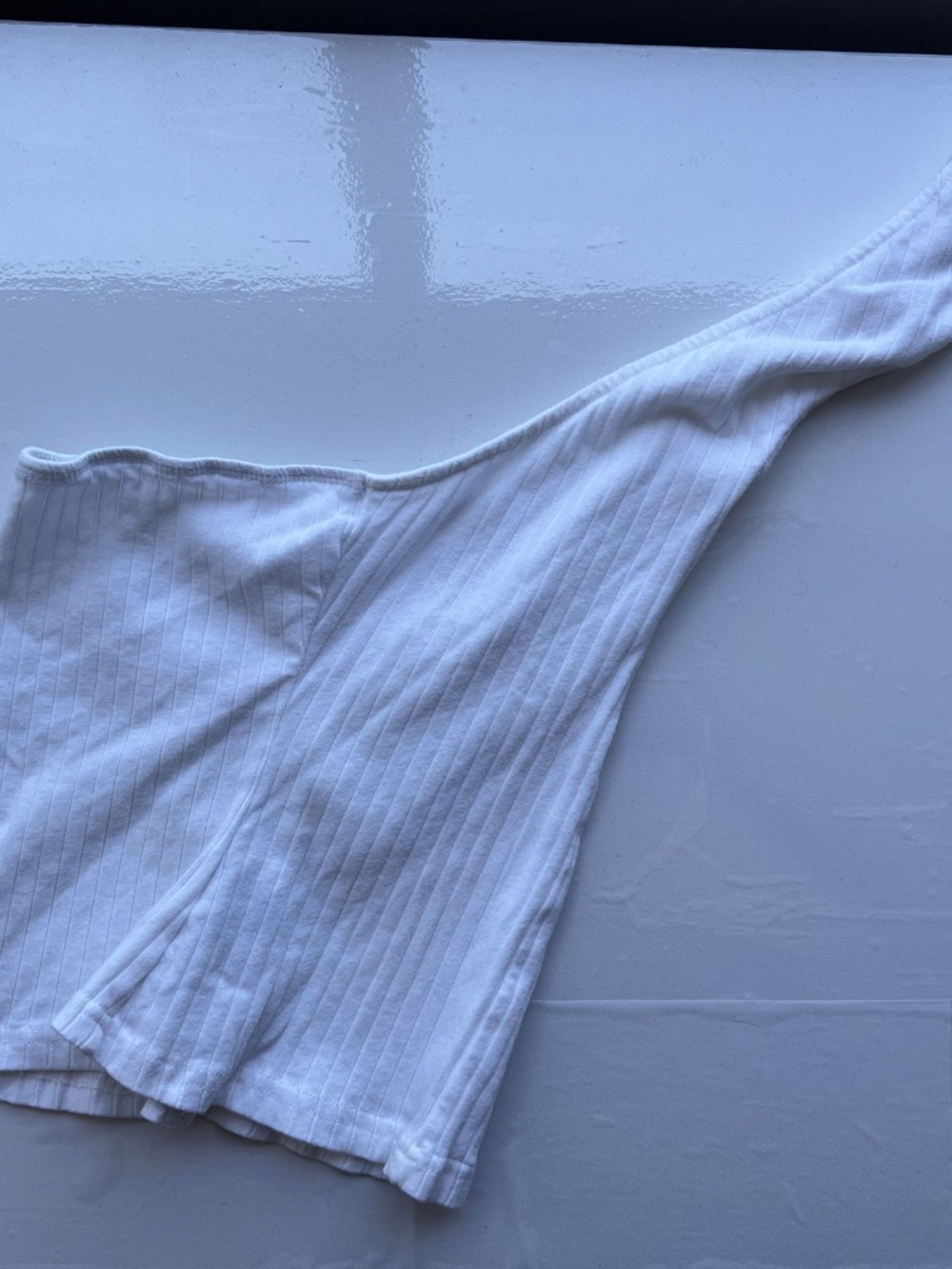 White Ribbed One-Shoulder Strap Top - Picture 2 of 3